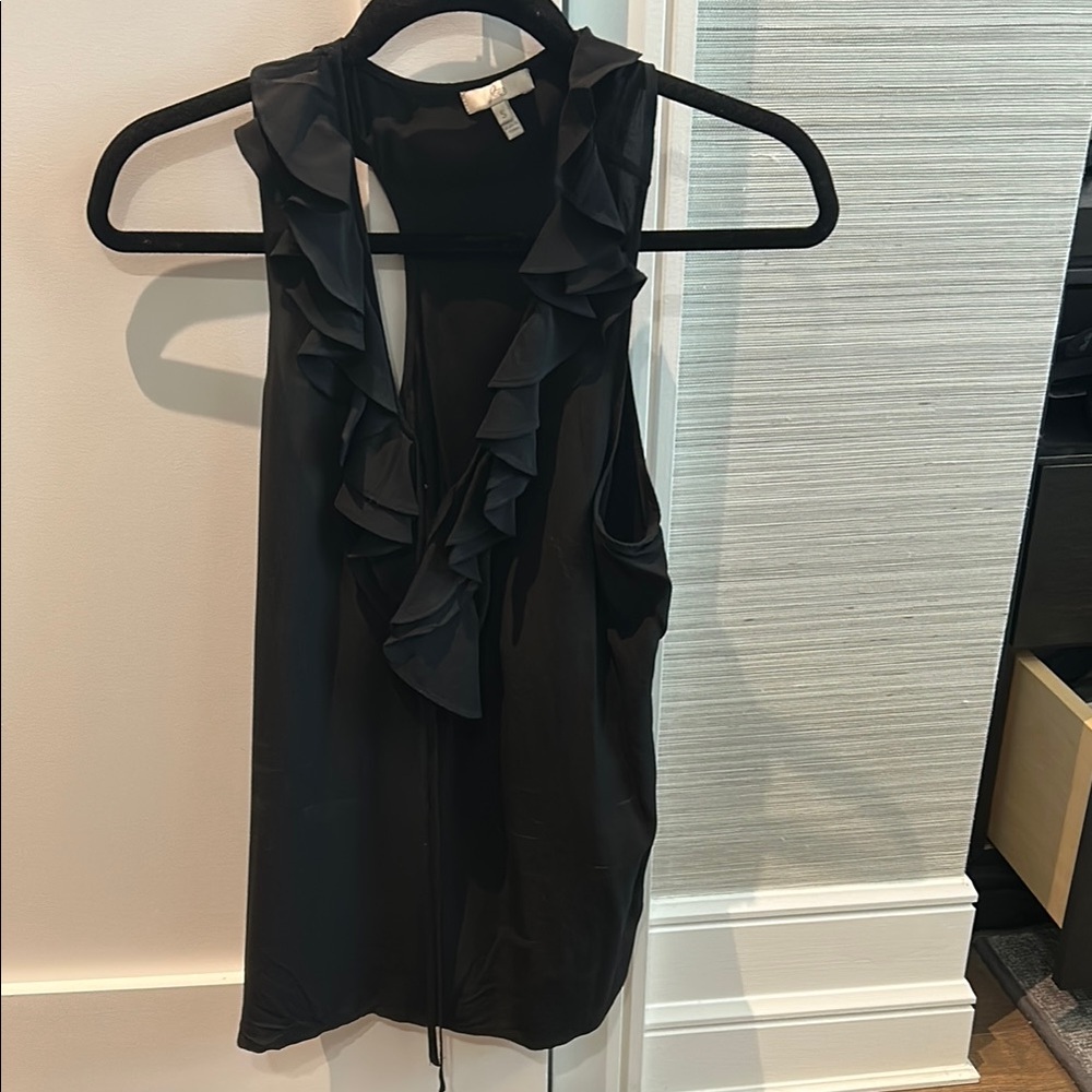 Joie Black Ruffled Sleeveless Top